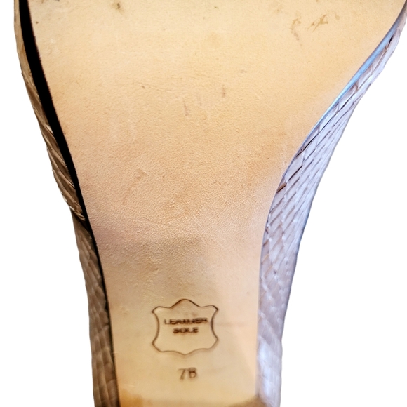 Talbots Leather Faux Snakeskin Embossed Ombre Peep Toe Block Heel Size 7B - Picture 7 of 15